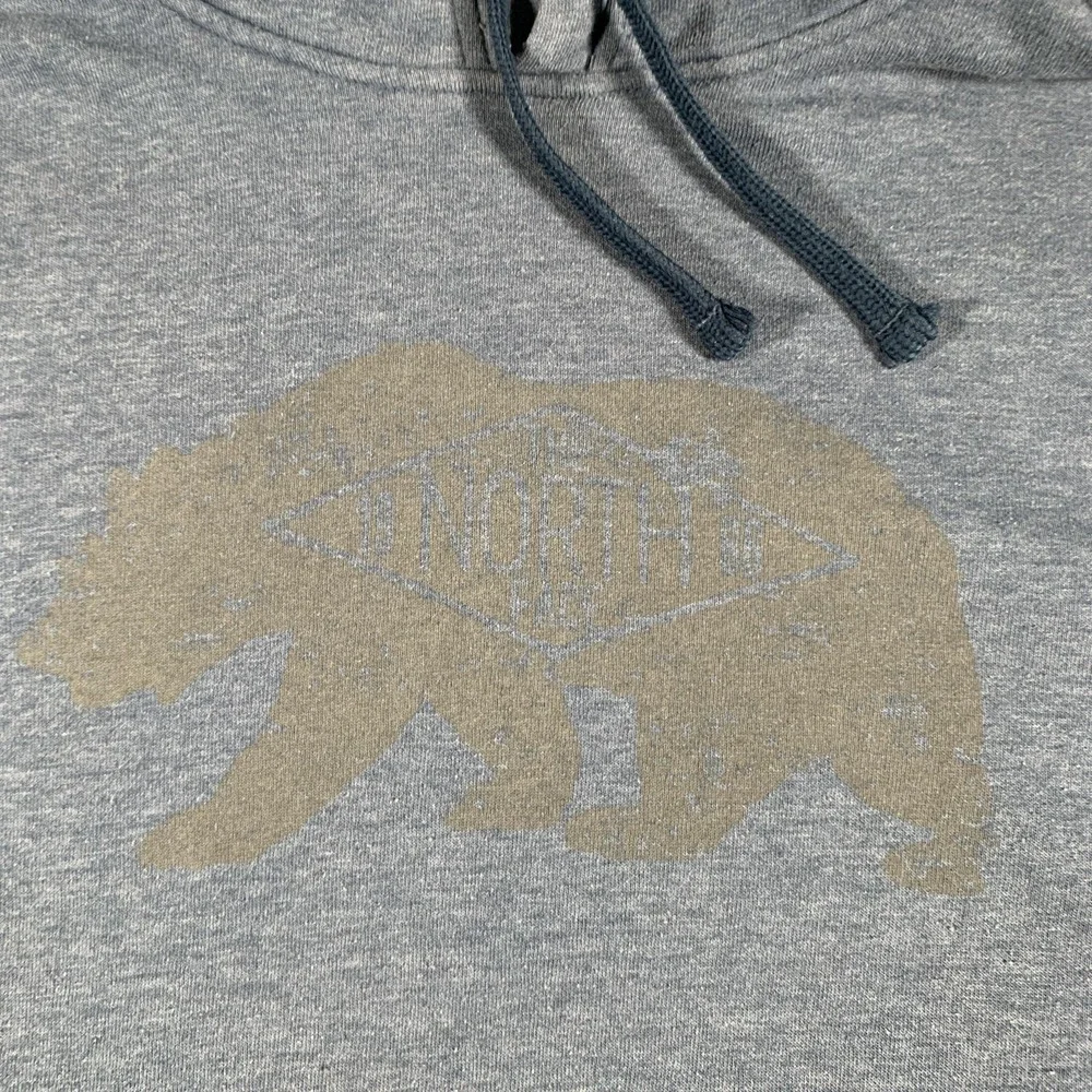The‎ North Face Hoodie Mens Medium Blue Bear Graphic Fleece Pullover Sweatshirt